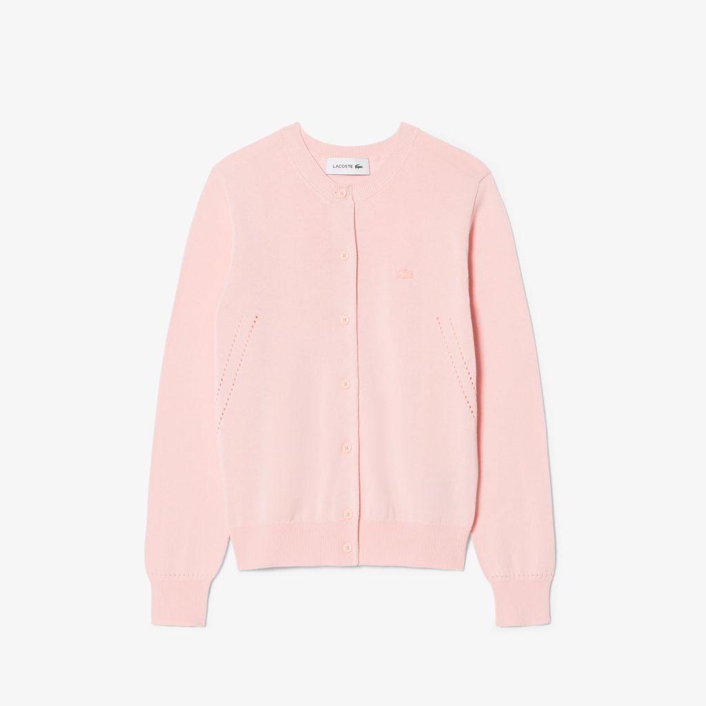 Áo Cardigan Lacoste Nữ Dáng Suông Chất Liệu Cotton Dệt Kim Gân 3D