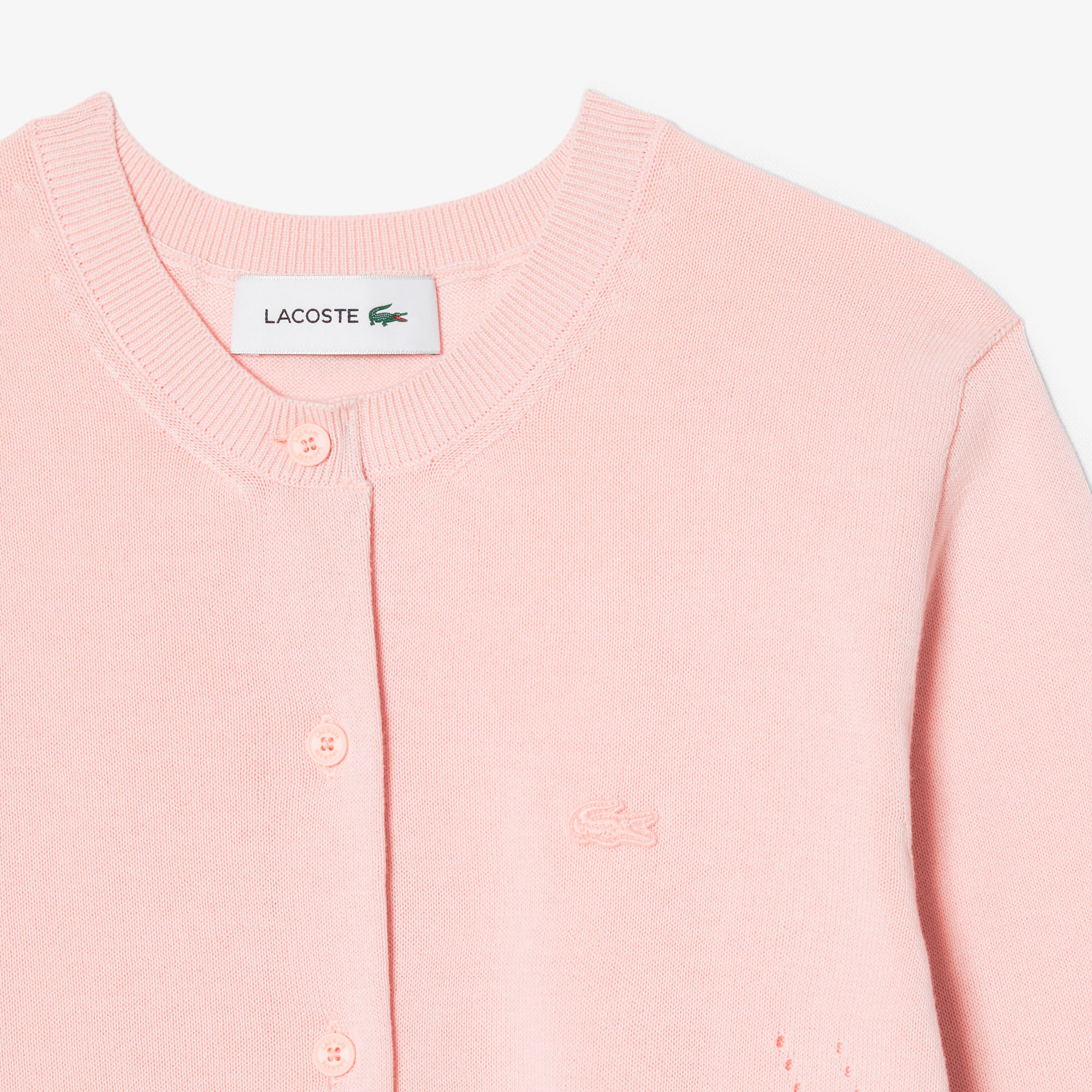 Áo Cardigan Lacoste Nữ Dáng Suông Chất Liệu Cotton Dệt Kim Gân 3D