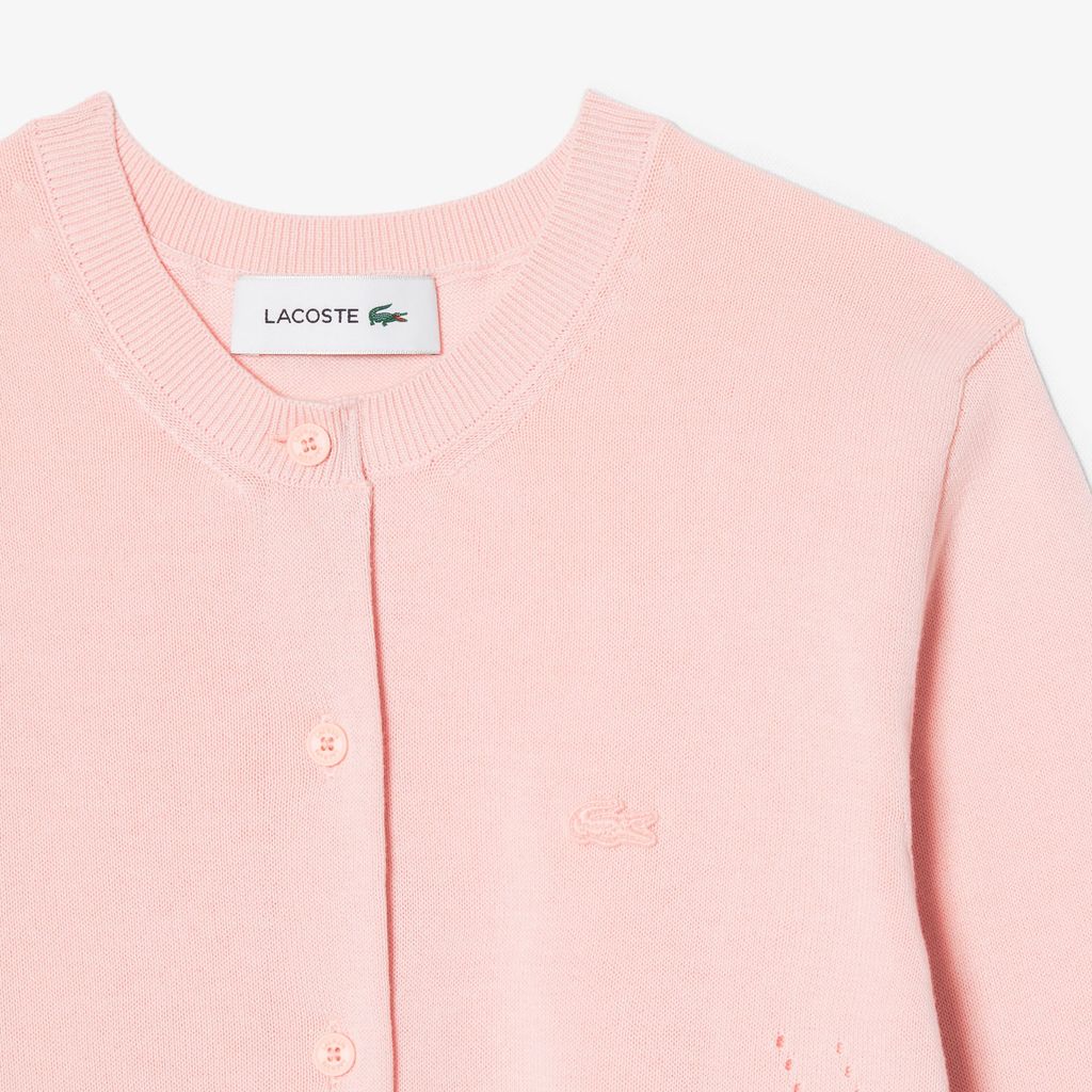 Áo Cardigan Lacoste Nữ Dáng Suông Chất Liệu Cotton Dệt Kim Gân 3D