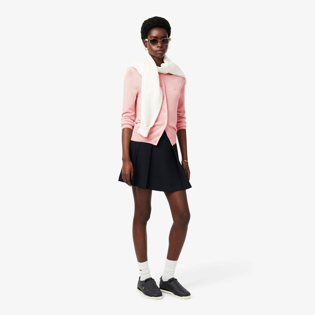 Áo Cardigan Lacoste Nữ Dáng Suông Chất Liệu Cotton Dệt Kim Gân 3D