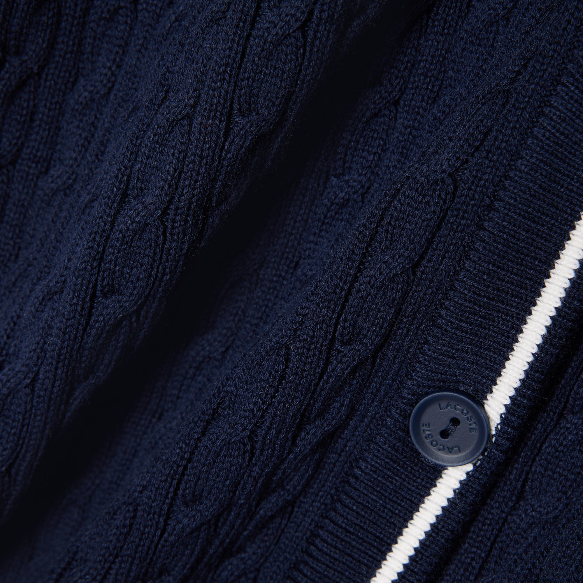 Áo Cardigan Lacoste Nữ Dáng Vừa Vặn Dệt Kim Sợi Cáp Tay Ngắn