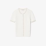 Áo Cardigan Lacoste Nữ Dáng Vừa Vặn Dệt Kim Sợi Cáp Tay Ngắn