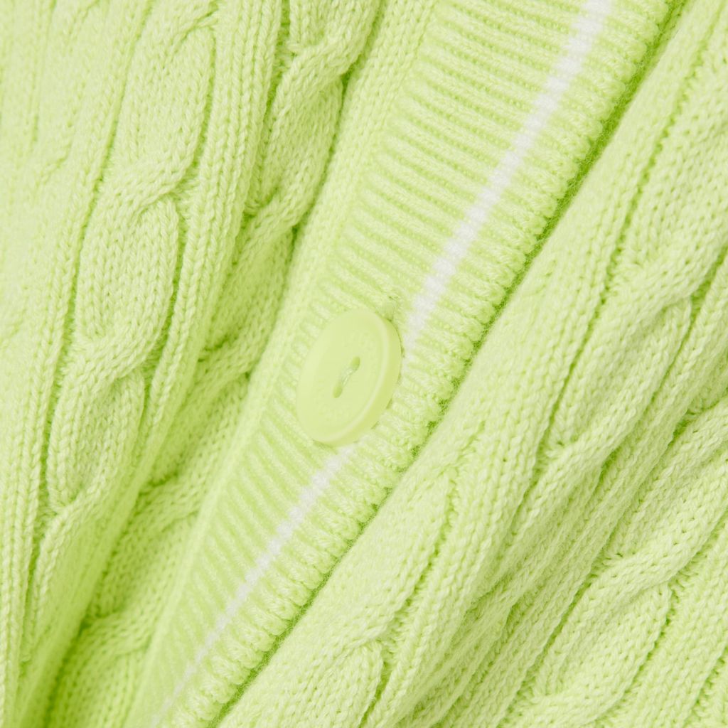 Áo Cardigan Lacoste Nữ Dáng Vừa Vặn Dệt Kim Sợi Cáp Tay Ngắn