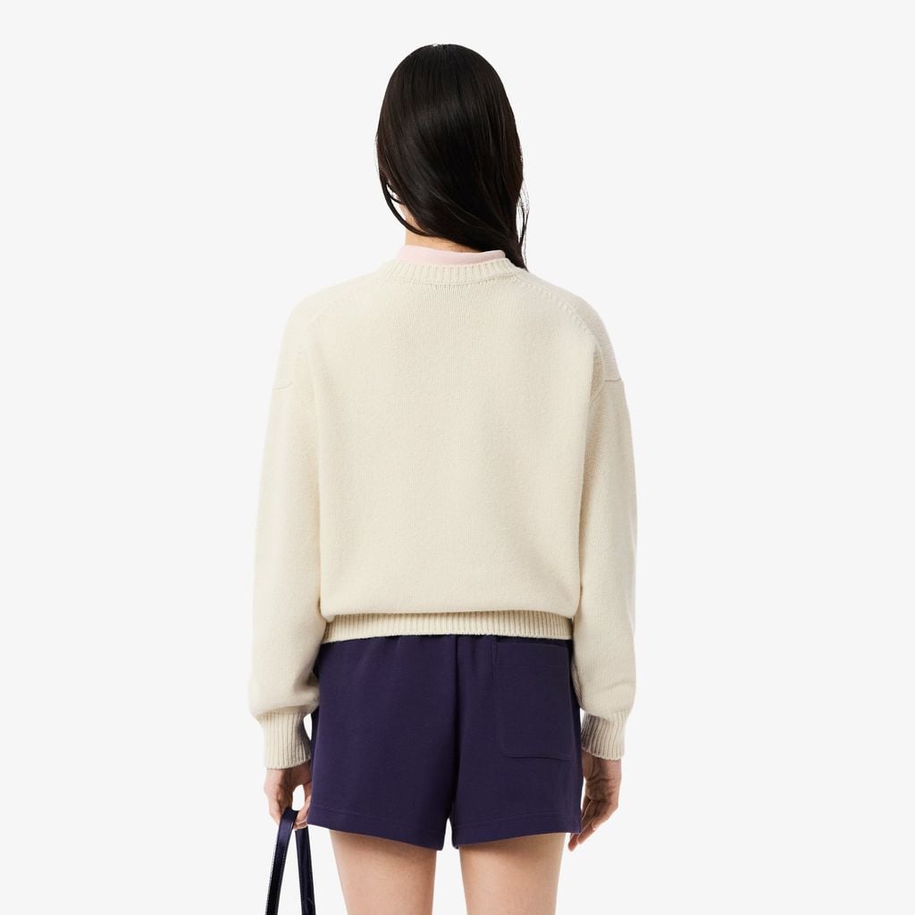 Áo Len Lacoste Nữ Dáng Cổ Điển Dệt Kim Intarsia