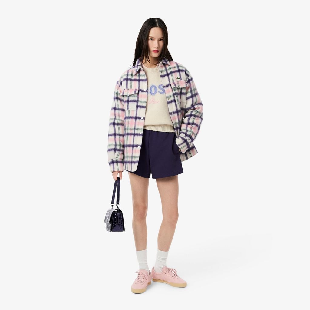 Áo Len Lacoste Nữ Dáng Cổ Điển Dệt Kim Intarsia