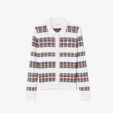 Áo Len Polo Lacoste Nữ Dáng Cổ Điển Sọc Dài Tay Dệt Kim Gân