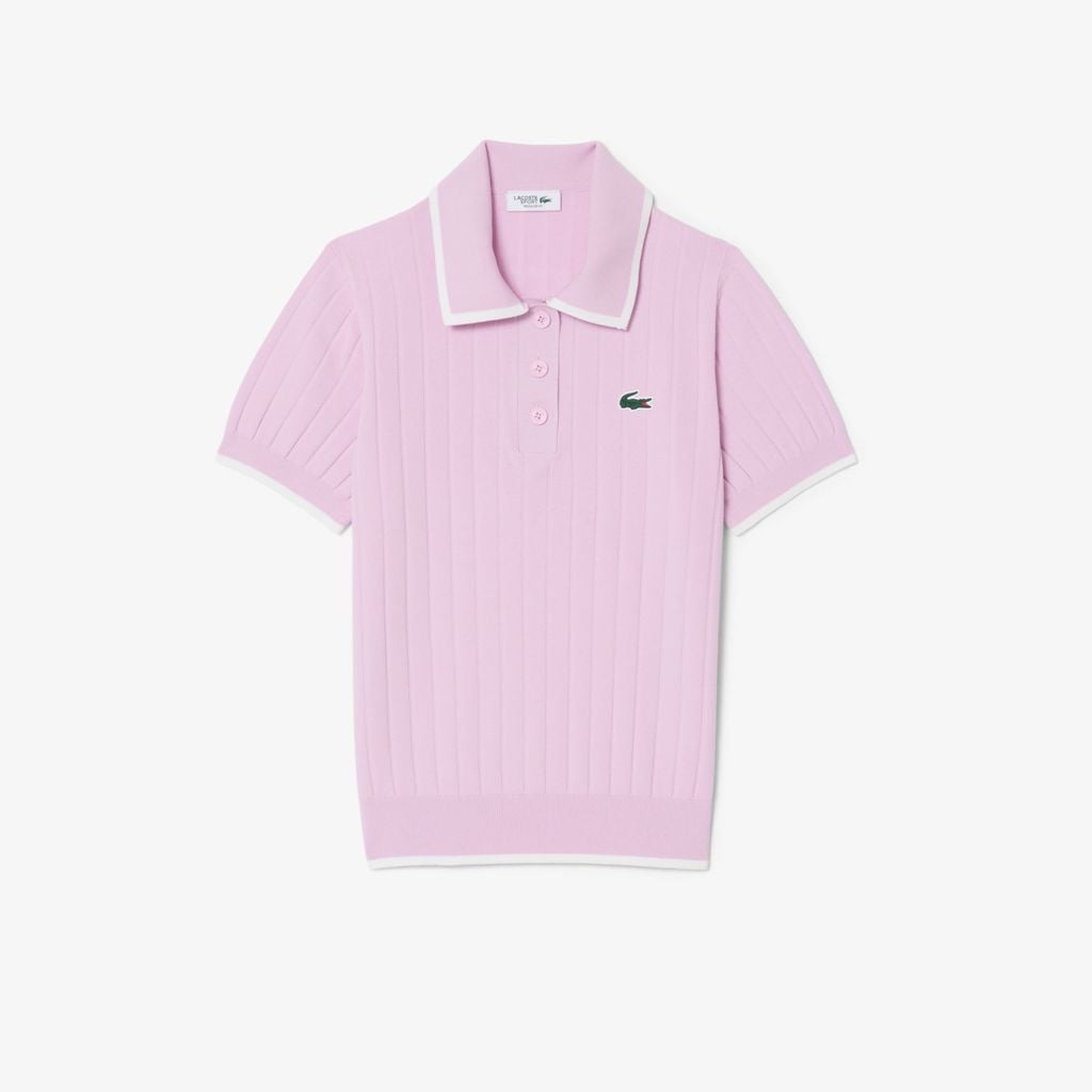 Áo Len Golf Lacoste Nữ Dáng Suông Cổ Polo Tay Ngắn