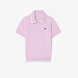 Áo Len Golf Lacoste Nữ Dáng Suông Cổ Polo Tay Ngắn