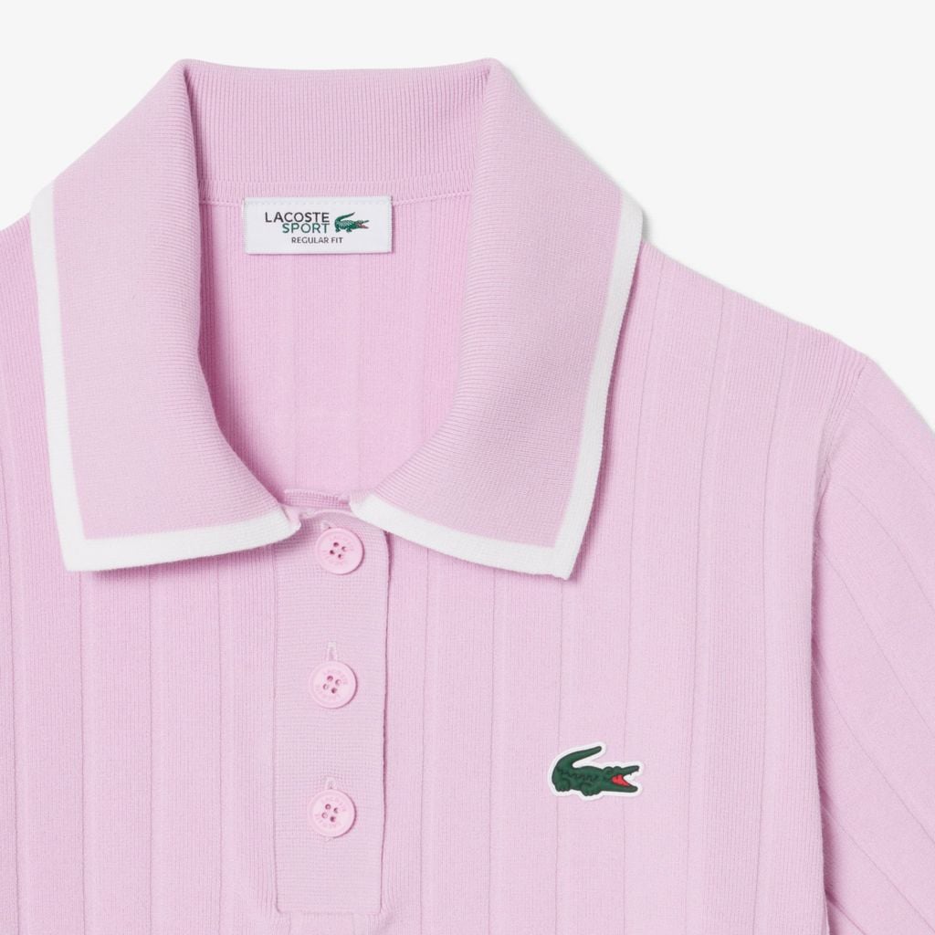 Áo Len Golf Lacoste Nữ Dáng Suông Cổ Polo Tay Ngắn