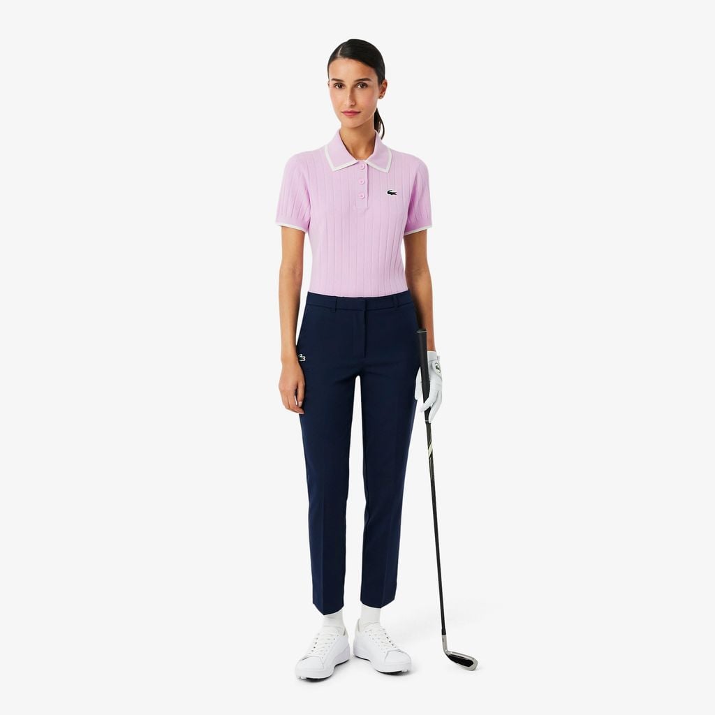 Áo Len Golf Lacoste Nữ Dáng Suông Cổ Polo Tay Ngắn