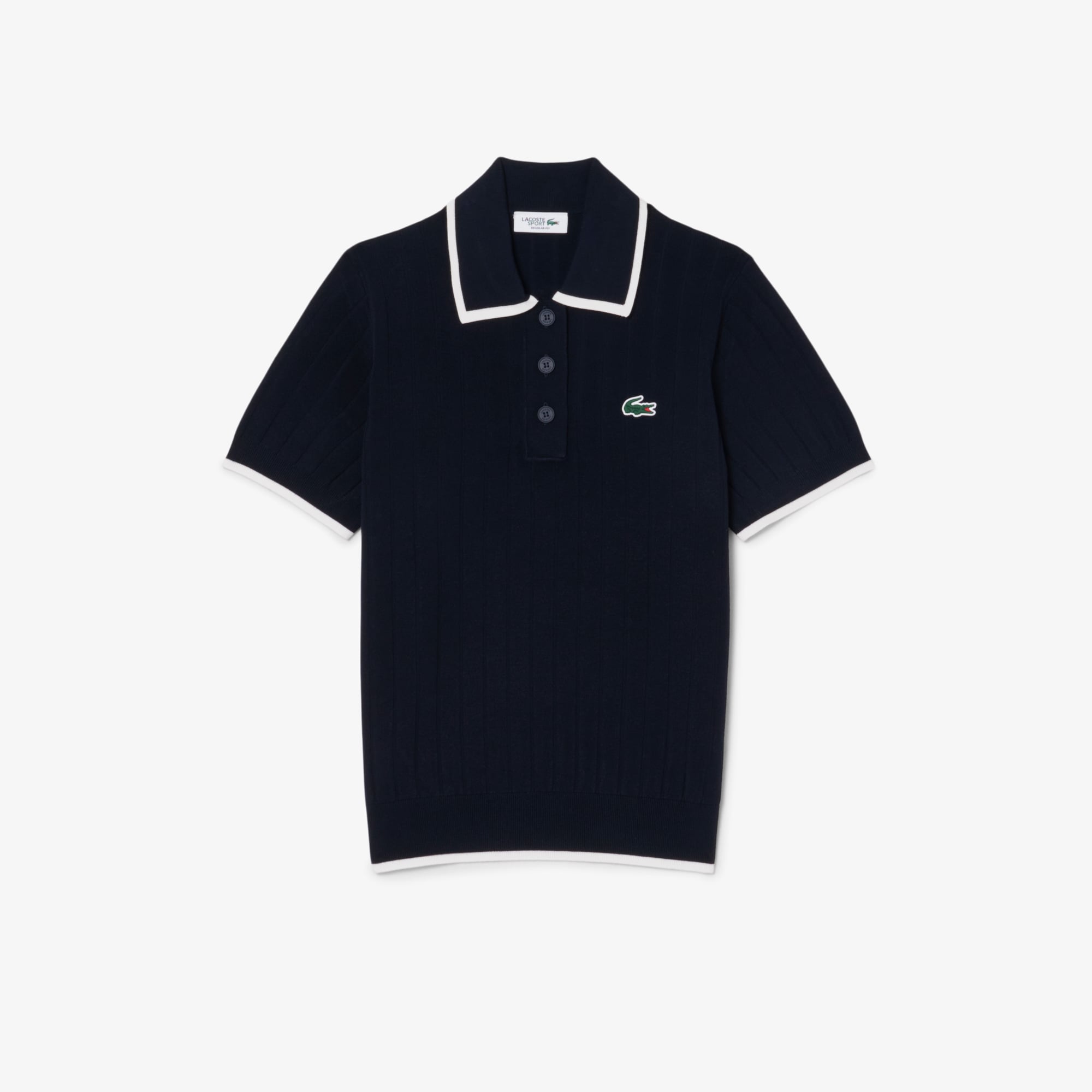 Áo Len Golf Lacoste Nữ Dáng Suông Cổ Polo Tay Ngắn