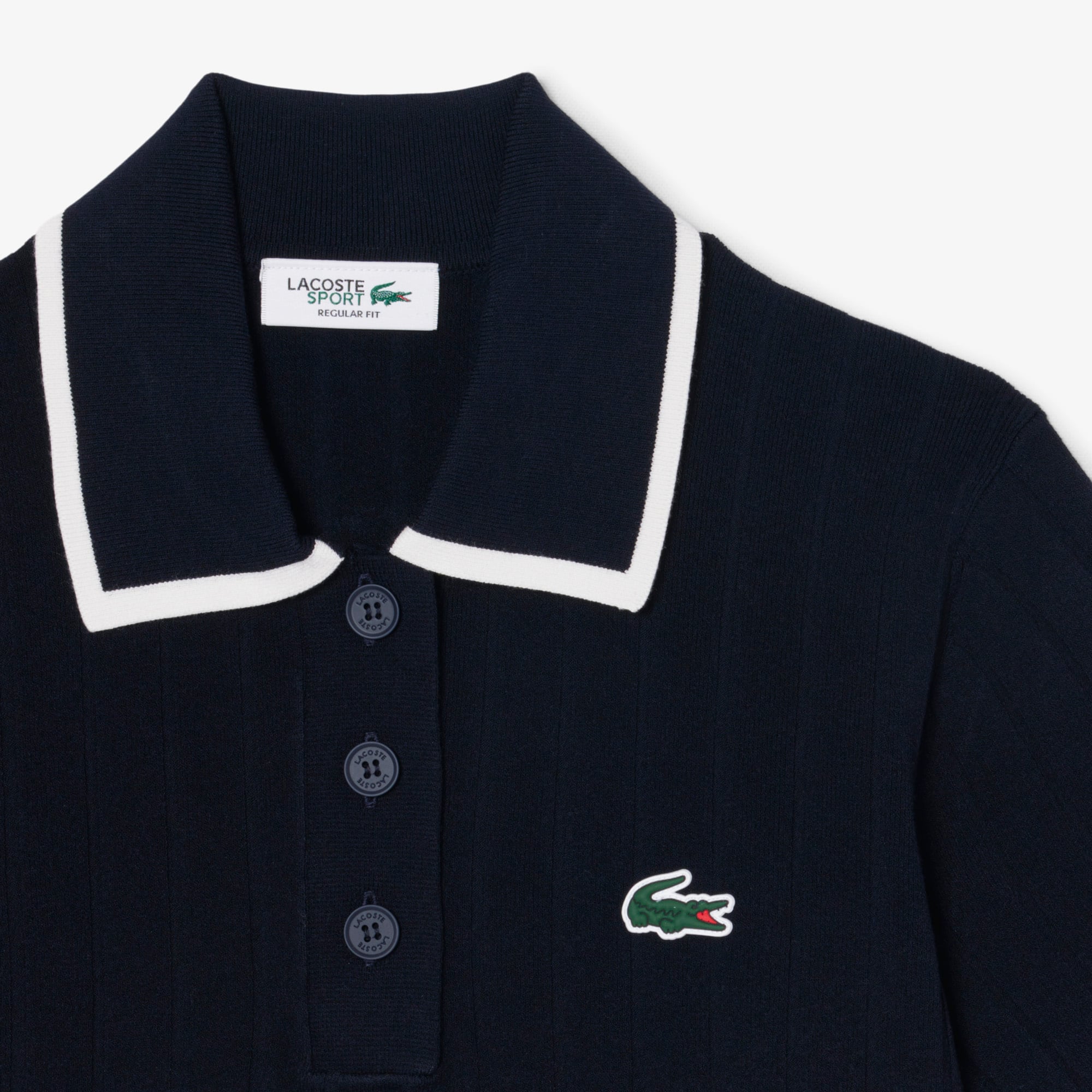 Áo Len Golf Lacoste Nữ Dáng Suông Cổ Polo Tay Ngắn
