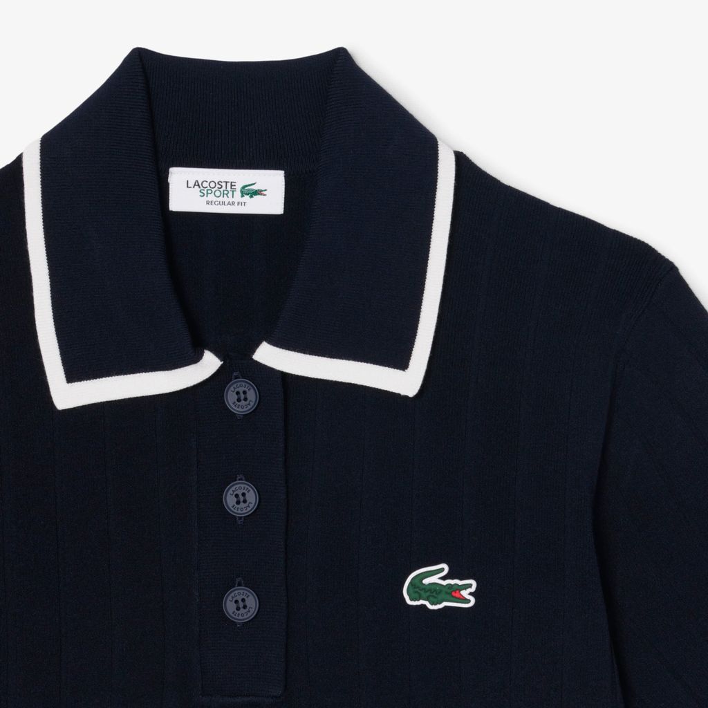 Áo Len Golf Lacoste Nữ Dáng Suông Cổ Polo Tay Ngắn