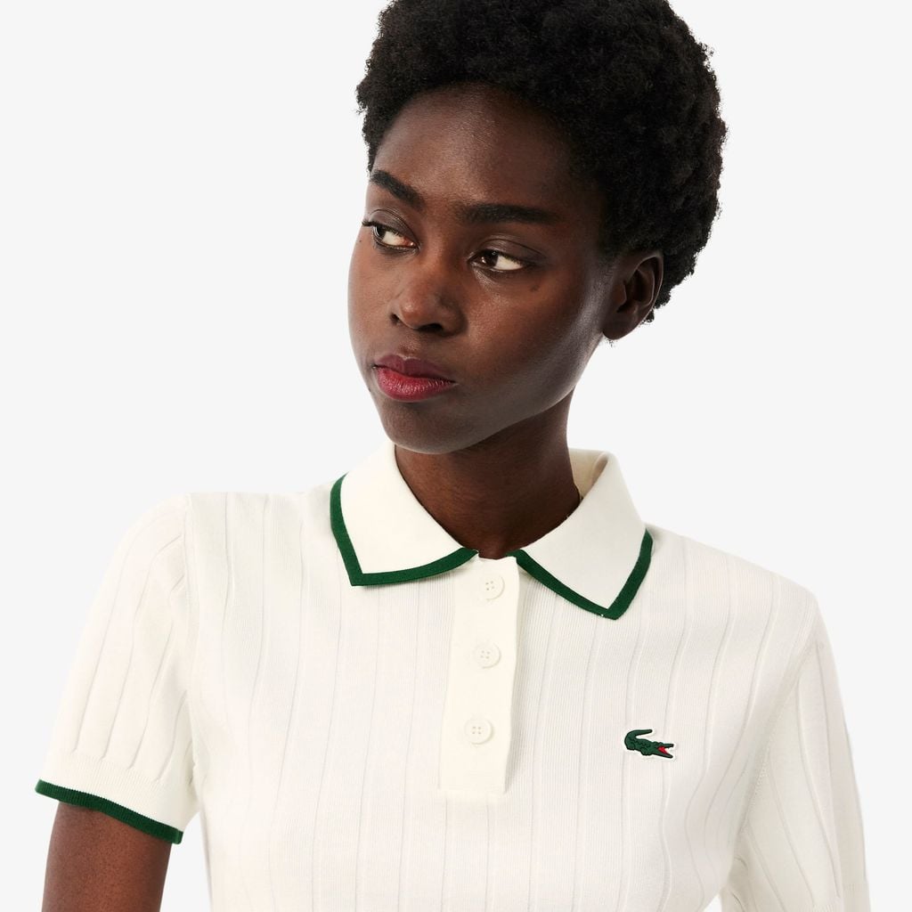Áo Len Golf Lacoste Nữ Dáng Suông Cổ Polo Tay Ngắn