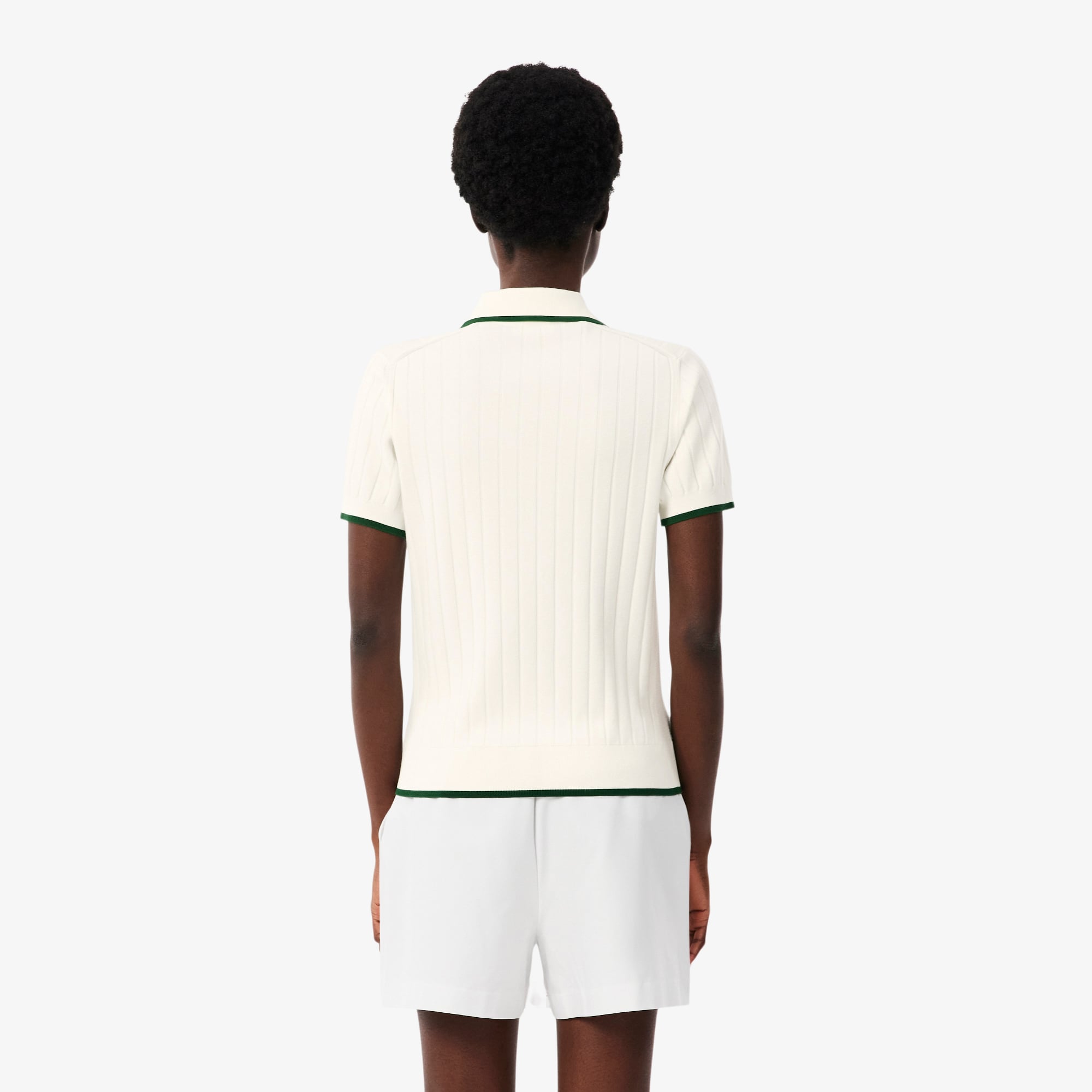 Áo Len Golf Lacoste Nữ Dáng Suông Cổ Polo Tay Ngắn