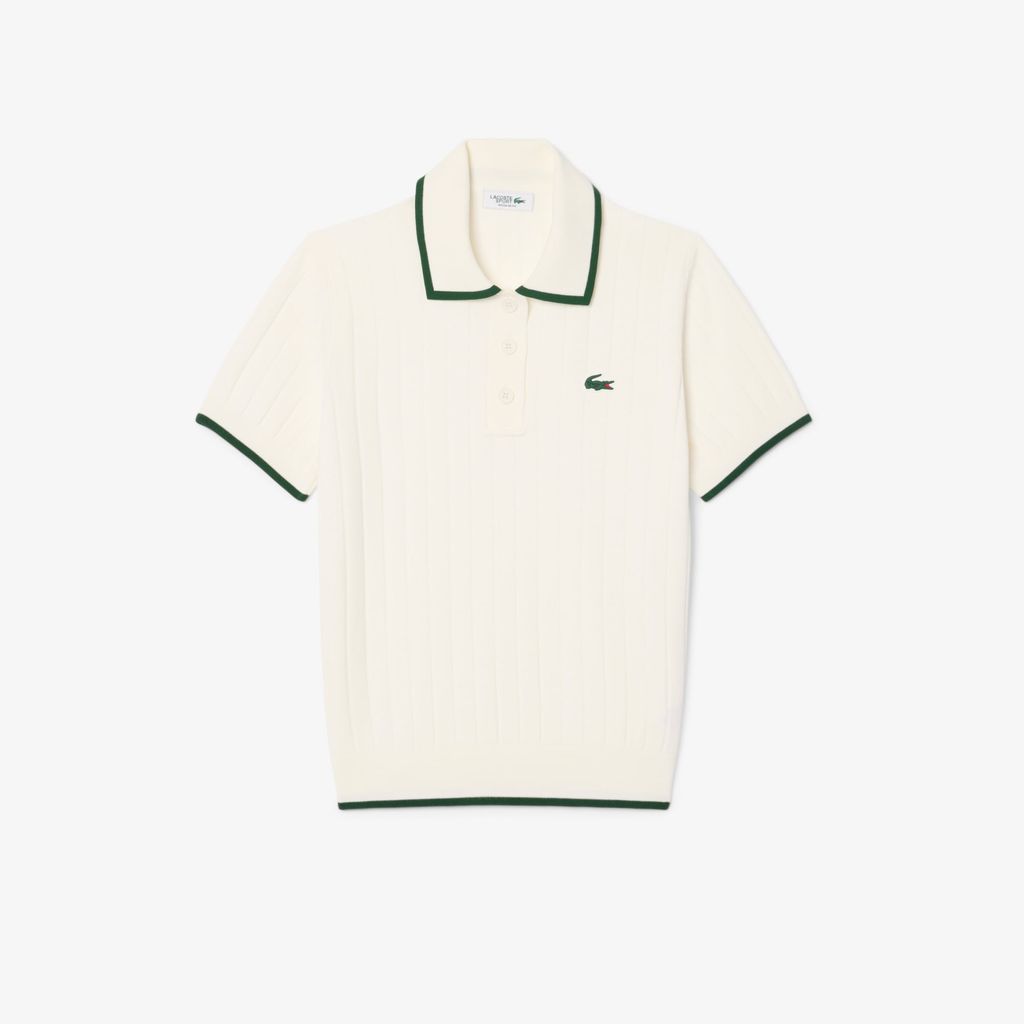 Áo Len Golf Lacoste Nữ Dáng Suông Cổ Polo Tay Ngắn