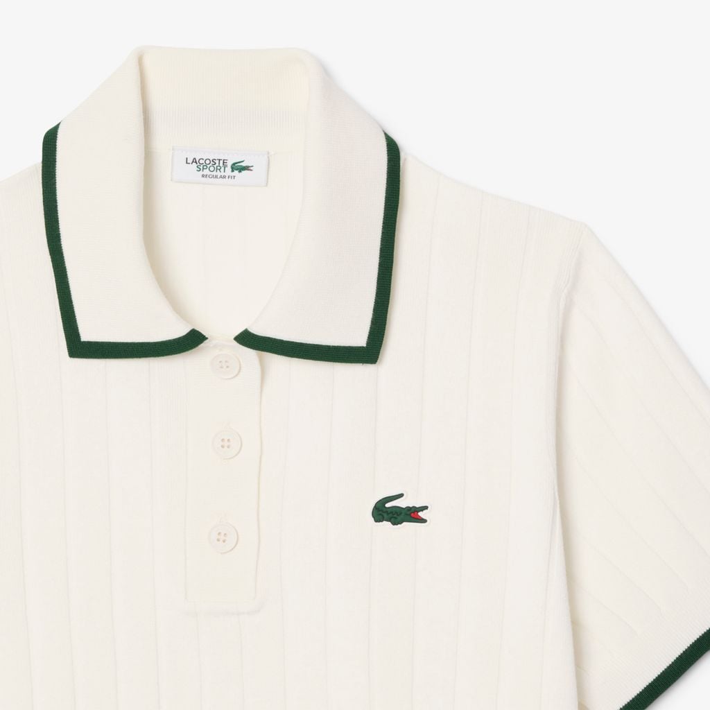 Áo Len Golf Lacoste Nữ Dáng Suông Cổ Polo Tay Ngắn