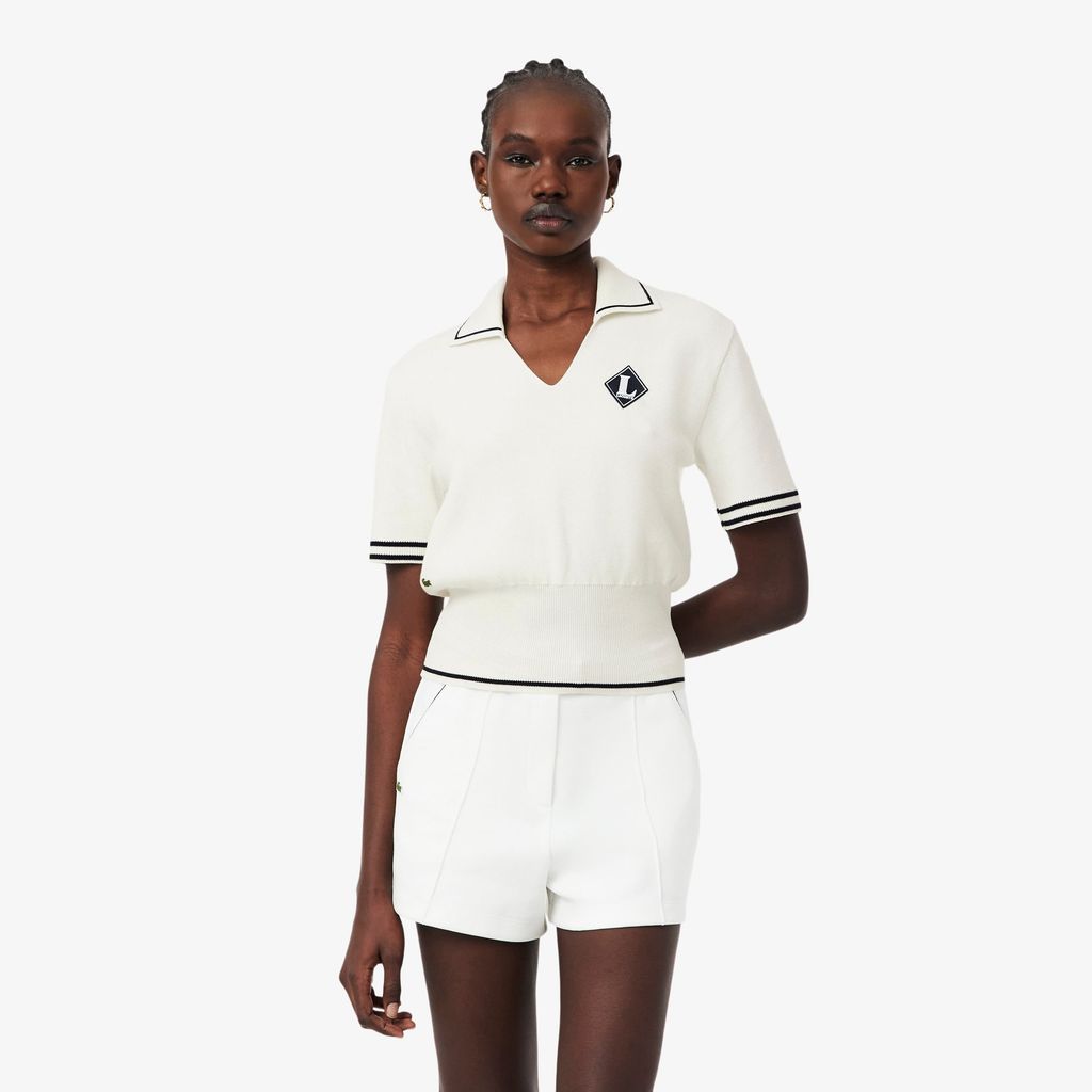 Áo Polo Len Lacoste Nữ Dáng Suông Chất Liệu Cotton Sản Xuất Tại Pháp