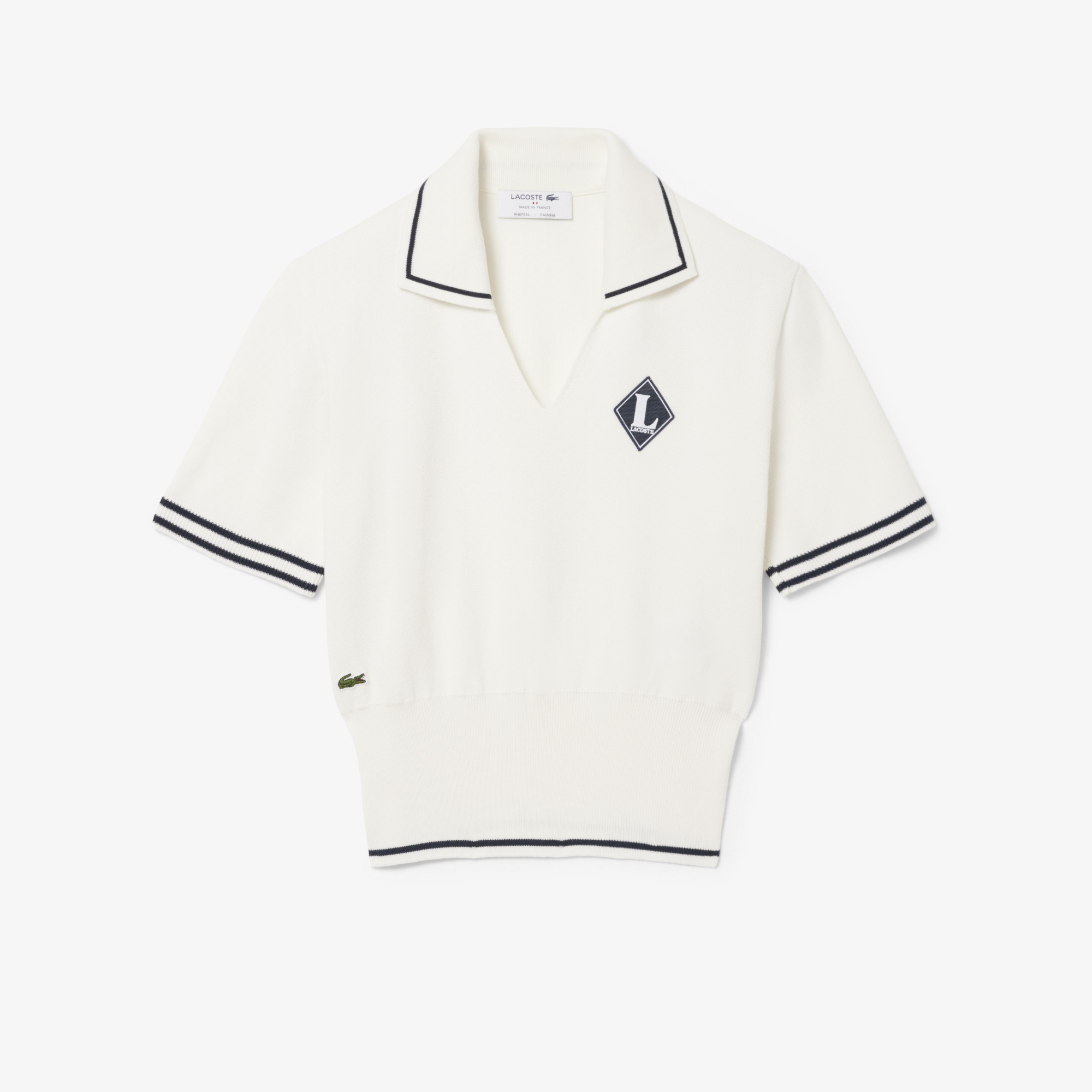 Áo Polo Len Lacoste Nữ Dáng Suông Chất Liệu Cotton Sản Xuất Tại Pháp