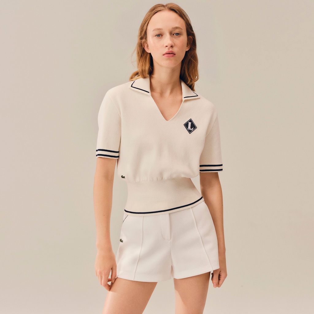 Áo Polo Len Lacoste Nữ Dáng Suông Chất Liệu Cotton Sản Xuất Tại Pháp