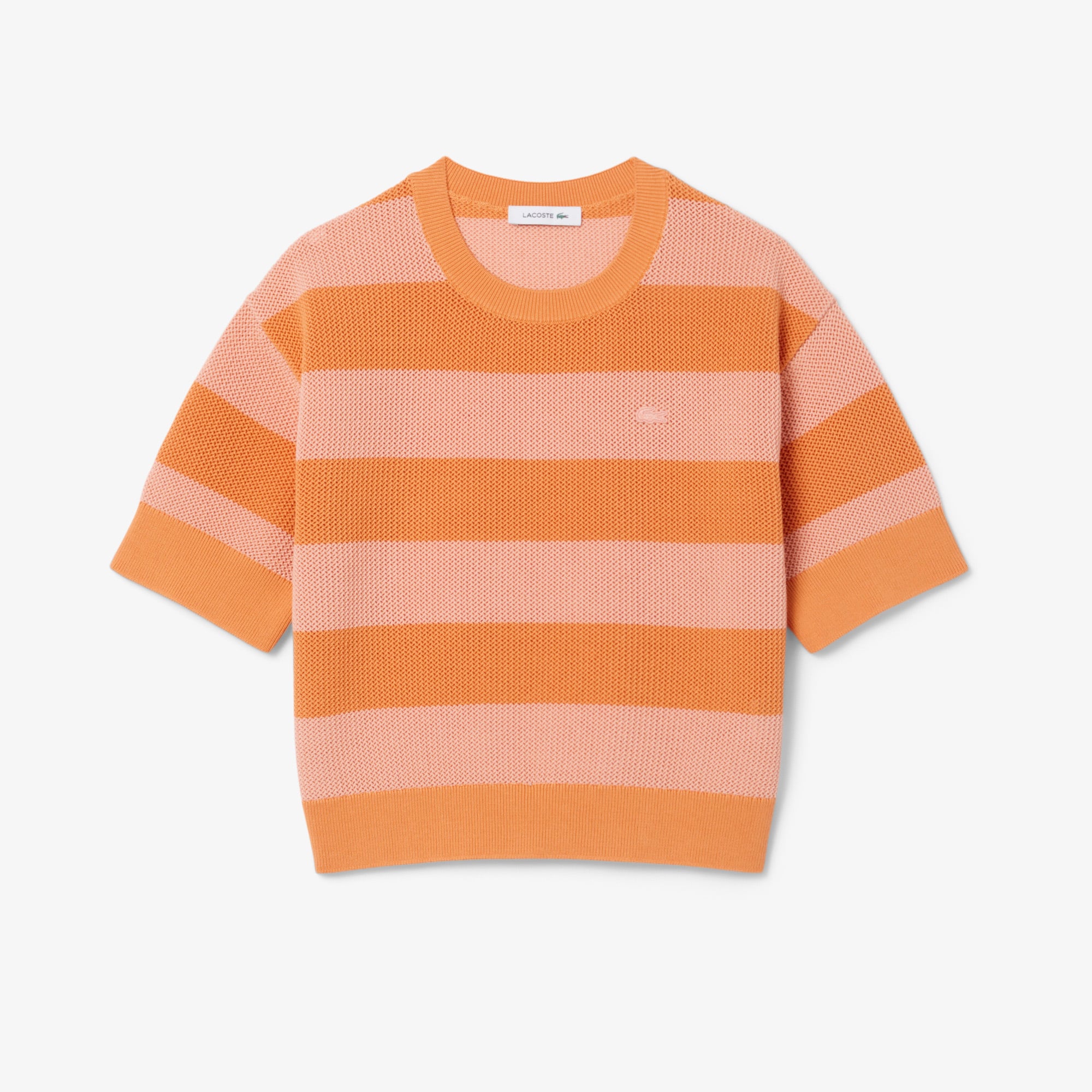 Áo Len Lacoste Nữ Dáng Oversize Dệt Lưới Kẻ Sọc