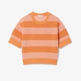 Áo Len Lacoste Nữ Dáng Oversize Dệt Lưới Kẻ Sọc