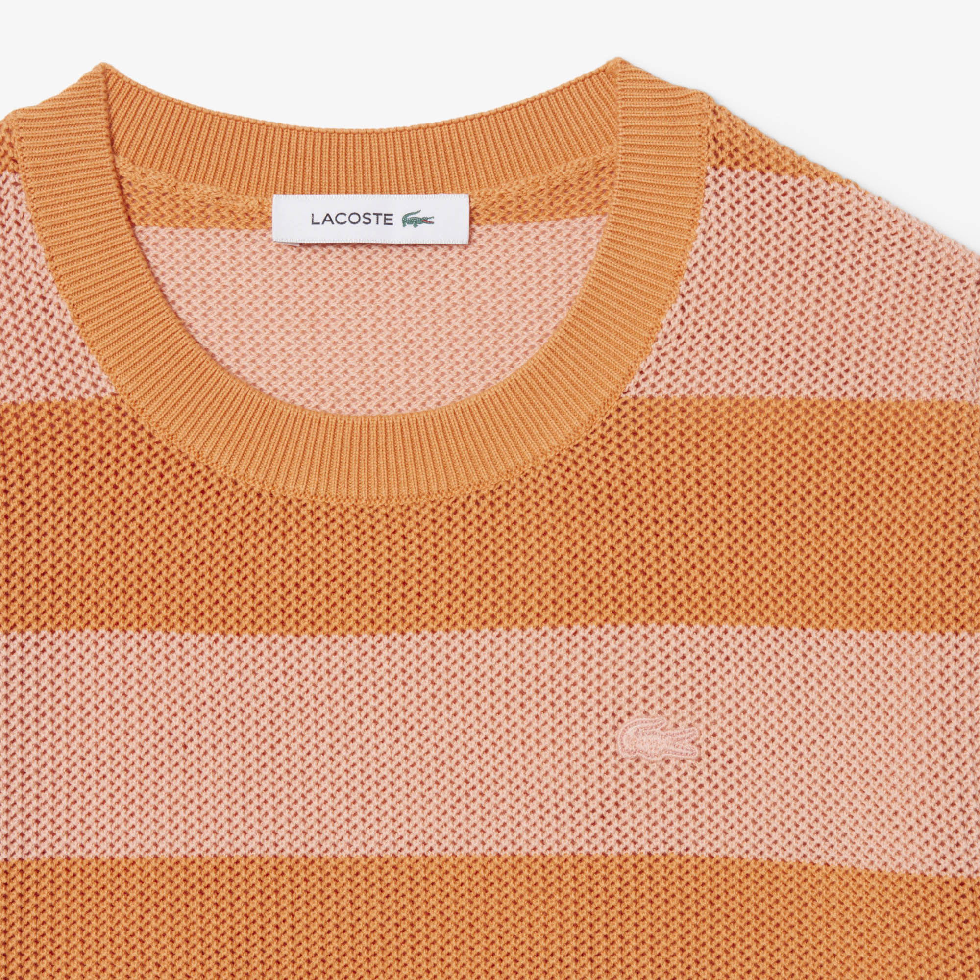 Áo Len Lacoste Nữ Dáng Oversize Dệt Lưới Kẻ Sọc