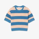 Áo Len Lacoste Nữ Dáng Oversize Dệt Lưới Kẻ Sọc