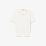Áo Len Lacoste Nữ Dáng Suông Dệt Sợi Cáp Tay Ngắn