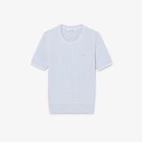 Áo Len Lacoste Nữ Dáng Suông Dệt Sợi Cáp Tay Ngắn