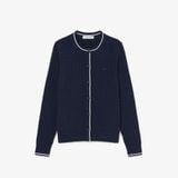 Áo Cardigan Lacoste Nữ Dáng Suông Đan Cáp Kẻ Sọc