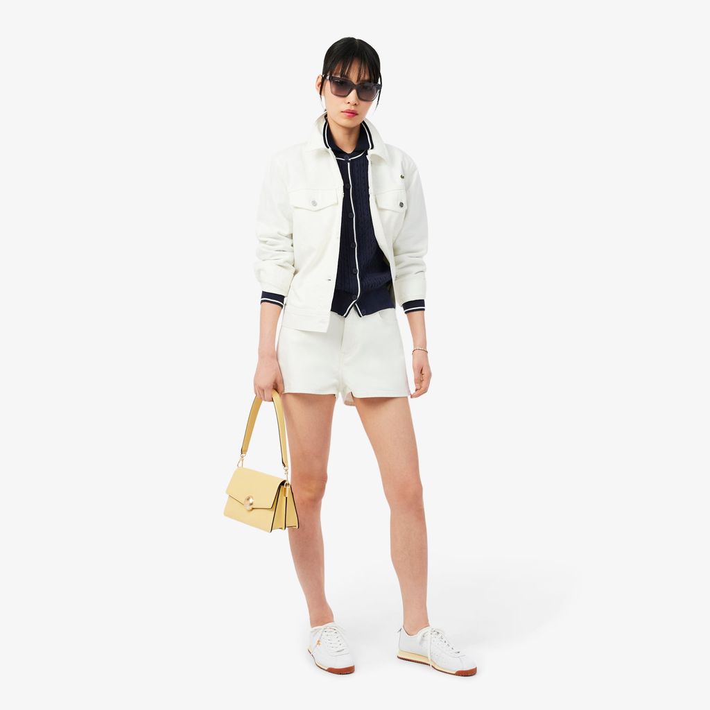 Áo Cardigan Lacoste Nữ Dáng Suông Đan Cáp Kẻ Sọc