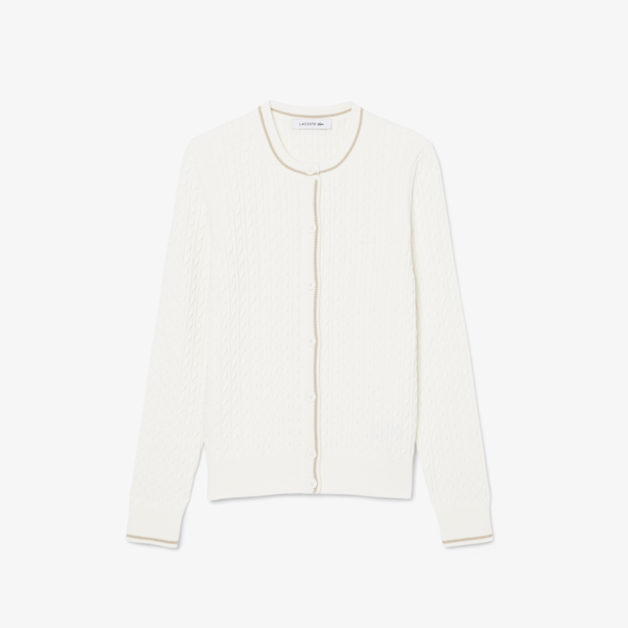Áo Cardigan Lacoste Nữ Dáng Suông Đan Cáp Kẻ Sọc