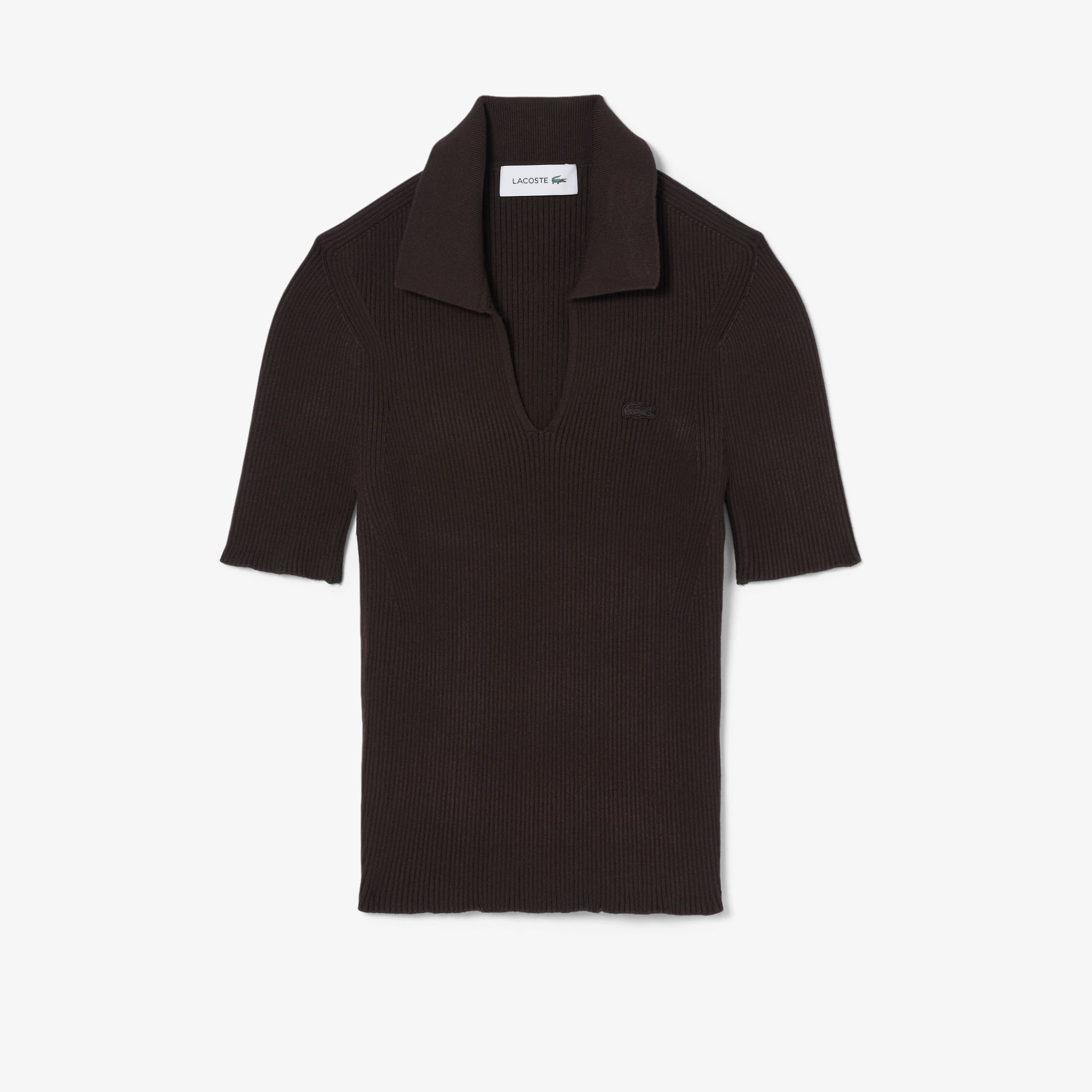 Áo Polo Len Lacoste Nữ Dáng Oversize Dệt 3D Tay Ngắn