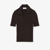 Áo Polo Len Lacoste Nữ Dáng Oversize Dệt 3D Tay Ngắn
