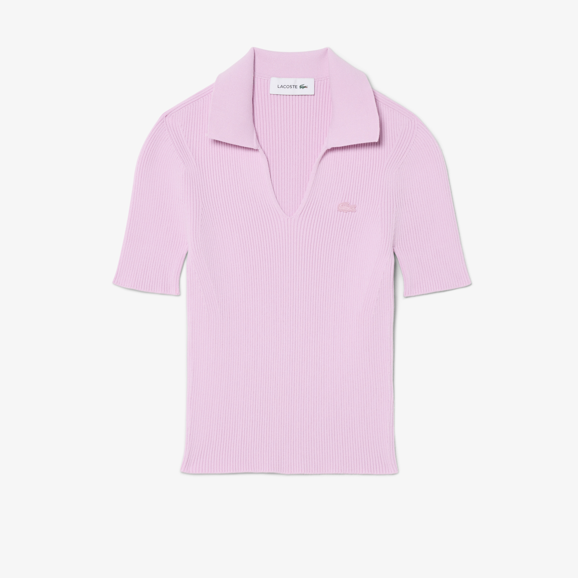 Áo Polo Len Lacoste Nữ Dáng Oversize Dệt 3D Tay Ngắn