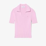 Áo Polo Len Lacoste Nữ Dáng Oversize Dệt 3D Tay Ngắn