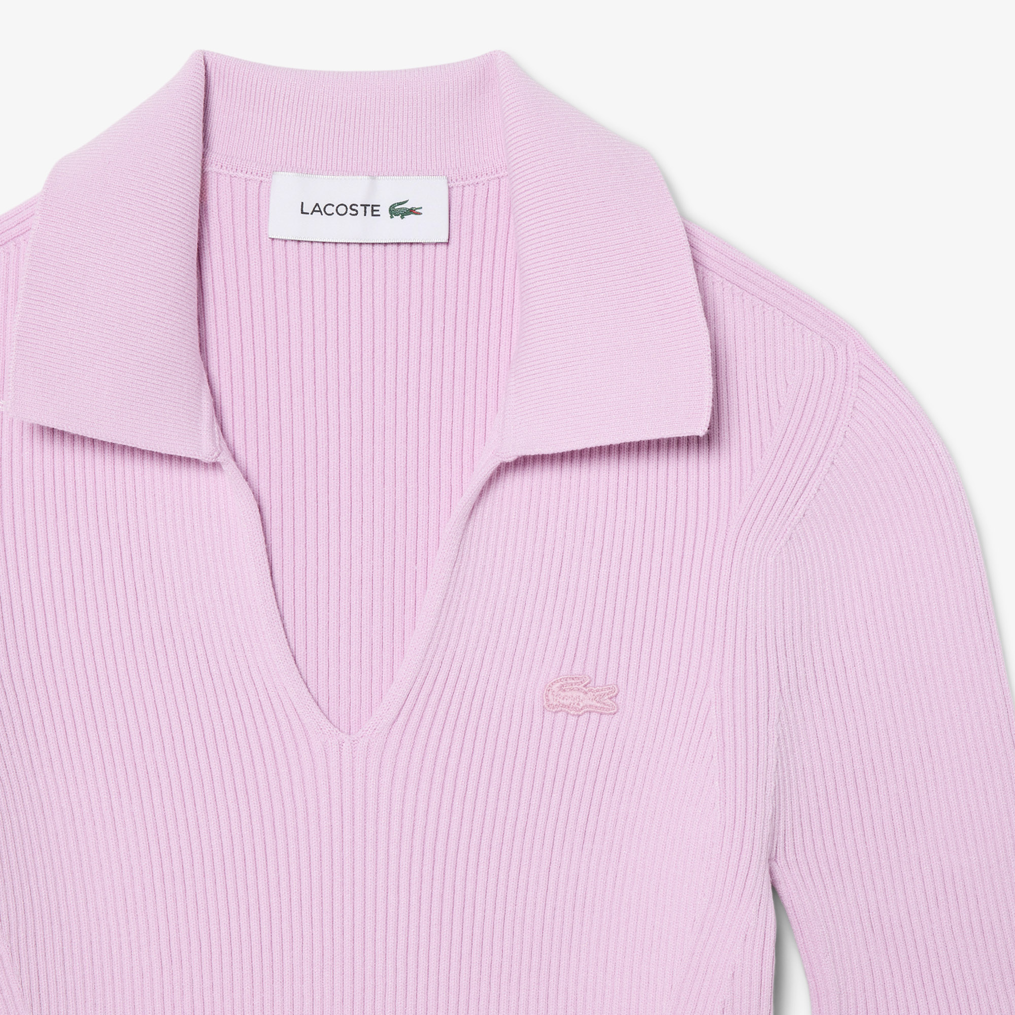 Áo Polo Len Lacoste Nữ Dáng Oversize Dệt 3D Tay Ngắn