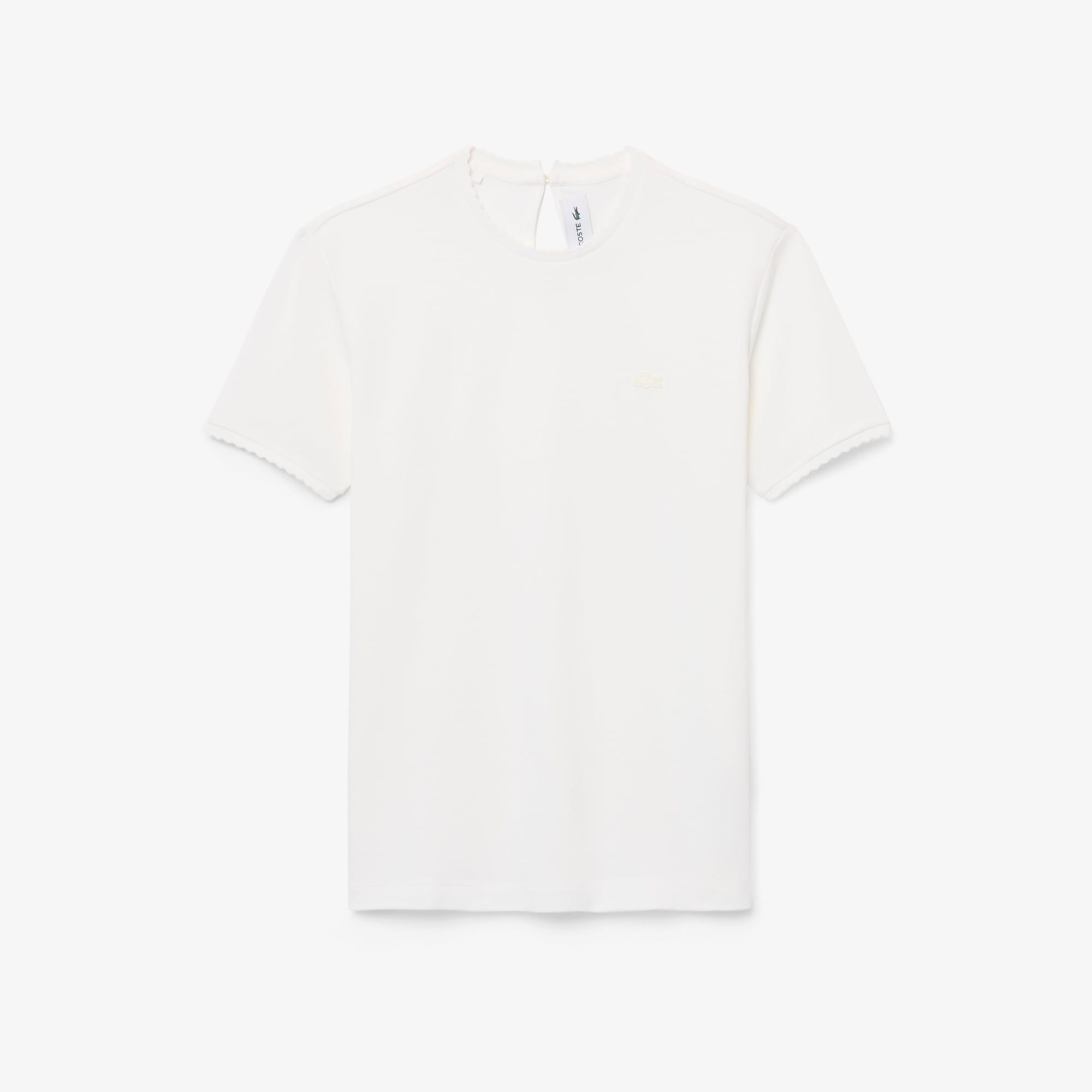 Áo Thun Lacoste Nữ Cổ Tròn Viền Lượn Sóng
