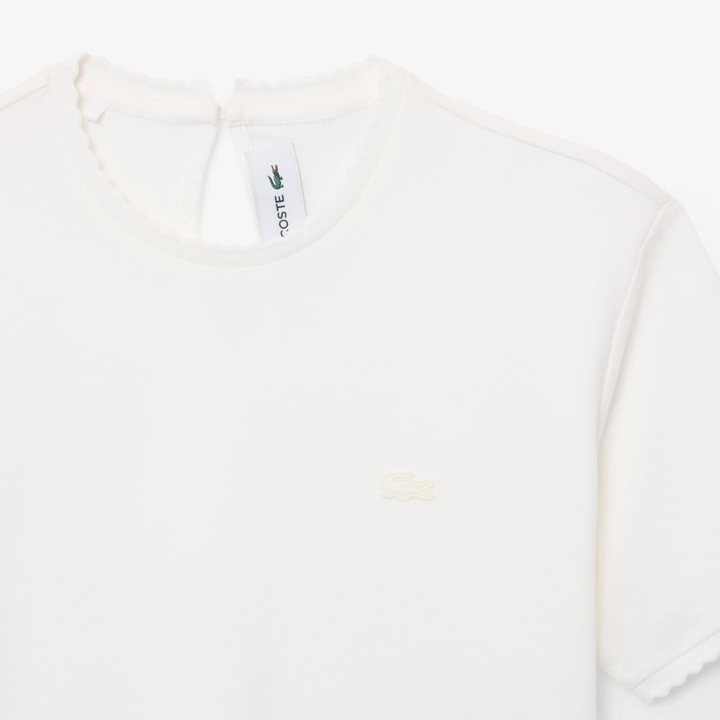 Áo Thun Lacoste Nữ Cổ Tròn Viền Lượn Sóng