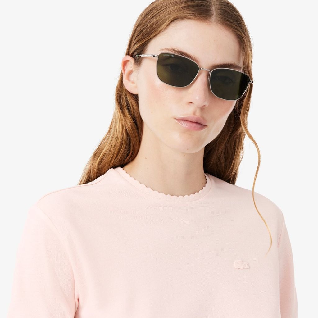Áo Thun Lacoste Nữ Cổ Tròn Viền Lượn Sóng