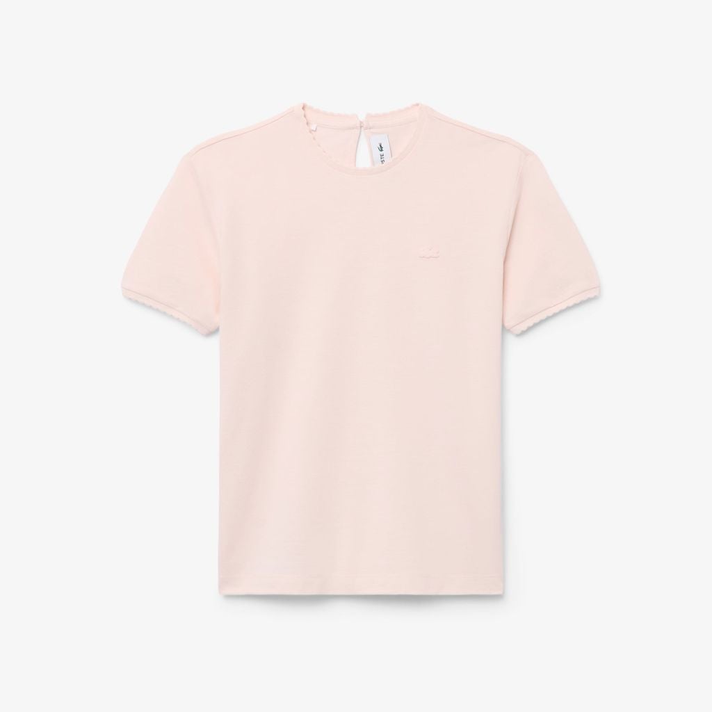 Áo Thun Lacoste Nữ Cổ Tròn Viền Lượn Sóng