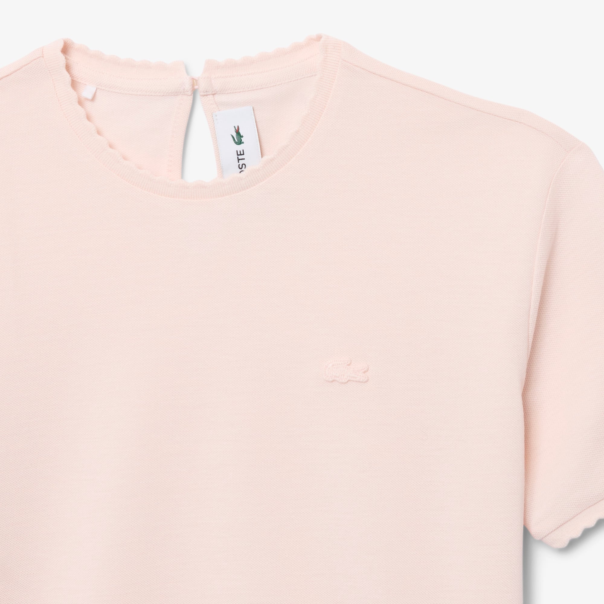 Áo Thun Lacoste Nữ Cổ Tròn Viền Lượn Sóng