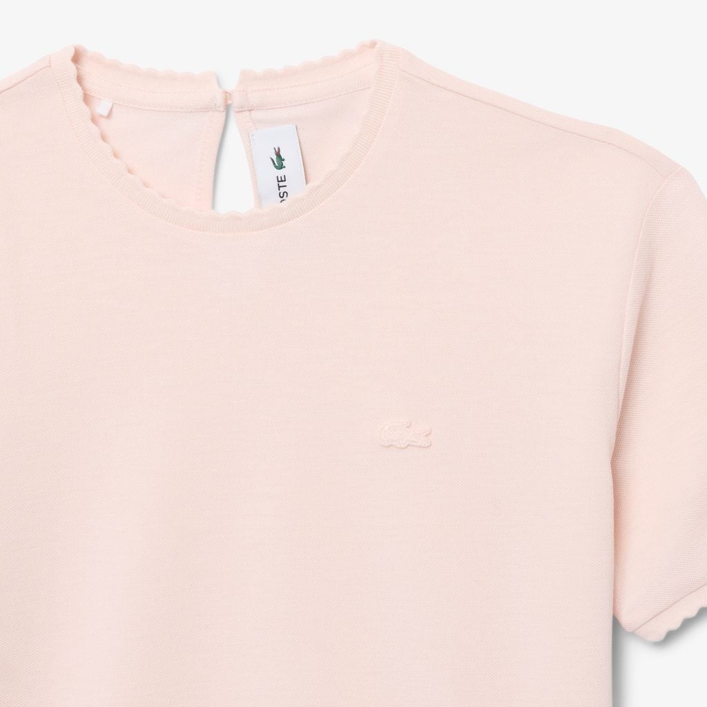 Áo Thun Lacoste Nữ Cổ Tròn Viền Lượn Sóng