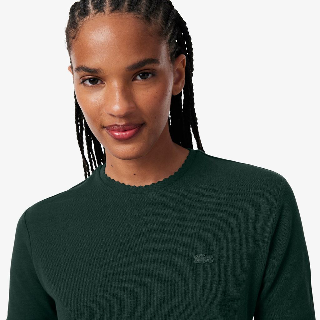 Áo Thun Lacoste Nữ Cổ Tròn Viền Lượn Sóng