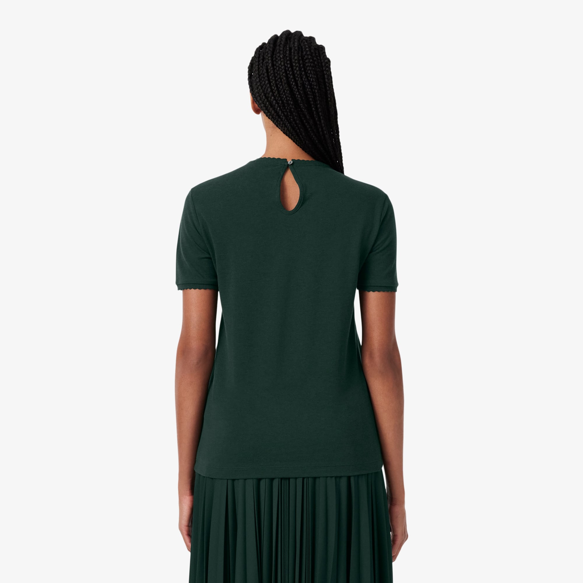 Áo Thun Lacoste Nữ Cổ Tròn Viền Lượn Sóng