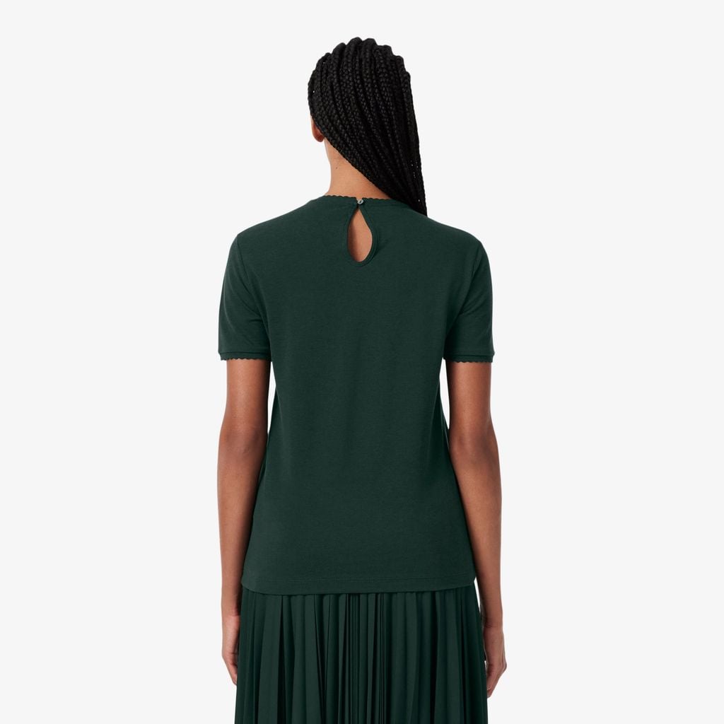 Áo Thun Lacoste Nữ Cổ Tròn Viền Lượn Sóng