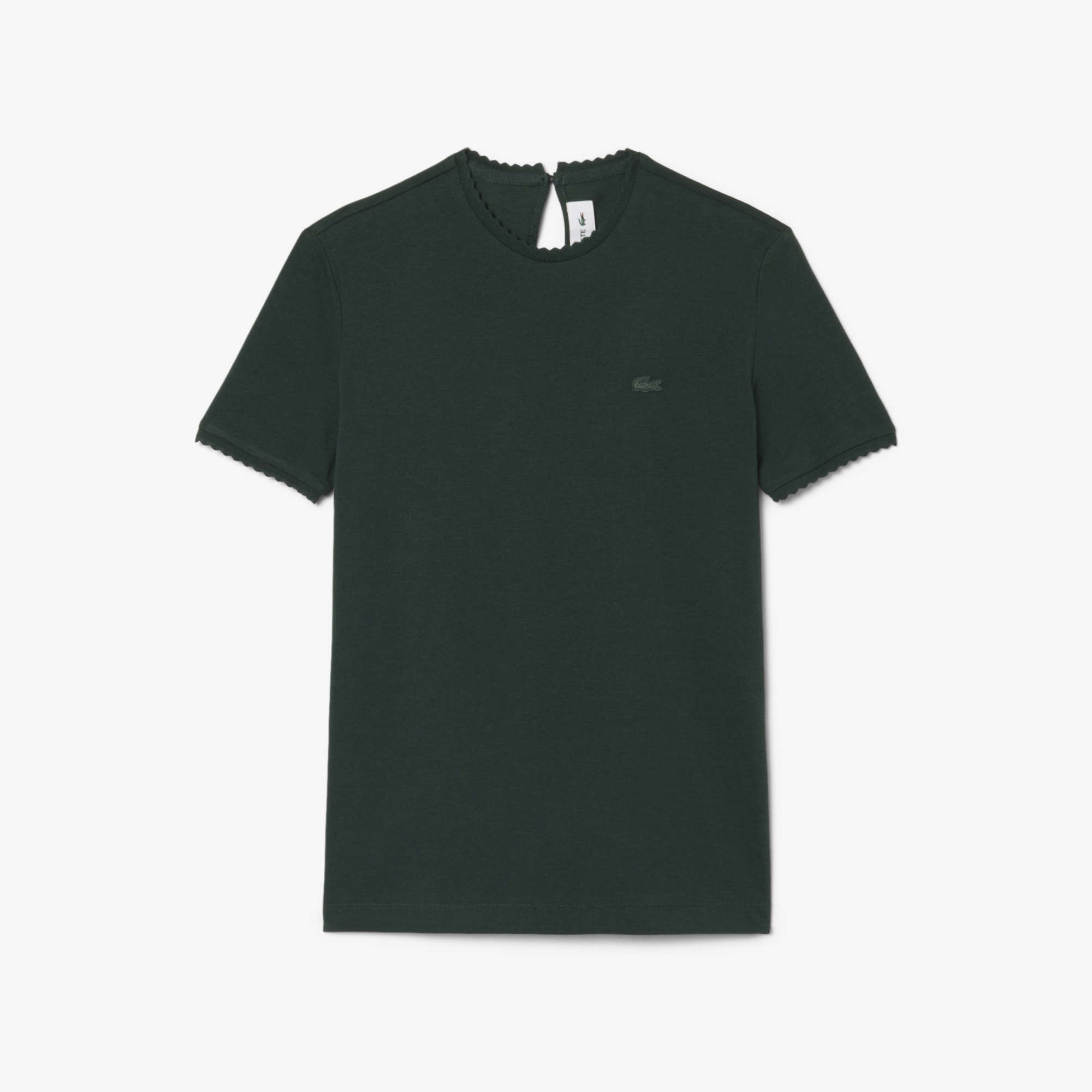 Áo Thun Lacoste Nữ Cổ Tròn Viền Lượn Sóng