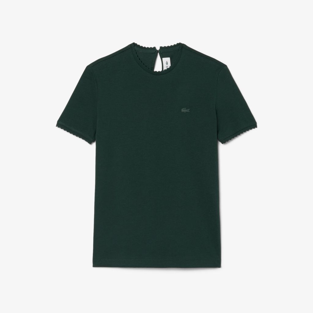 Áo Thun Lacoste Nữ Cổ Tròn Viền Lượn Sóng