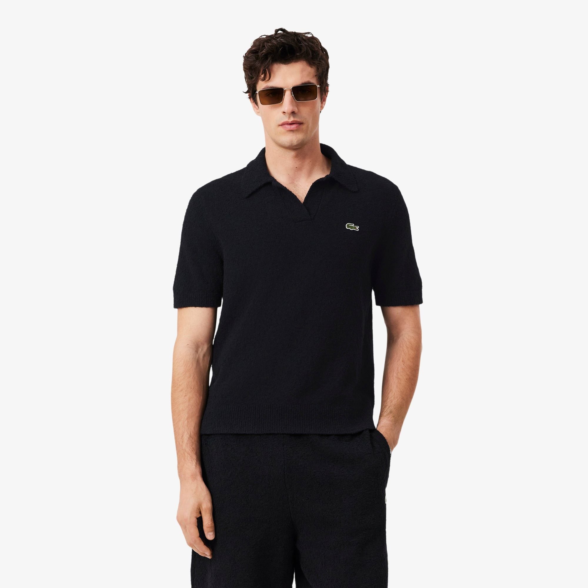 Áo Polo Len Lacoste Nam Dáng Cổ Điển Chất Liệu Bouclé Dệt